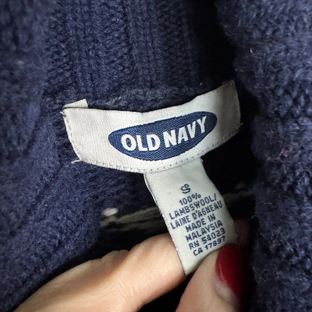 VTG Ski Lambswool Sweater Y2K Grunge Turtleneck Blue Womens Small Snowboarding‎